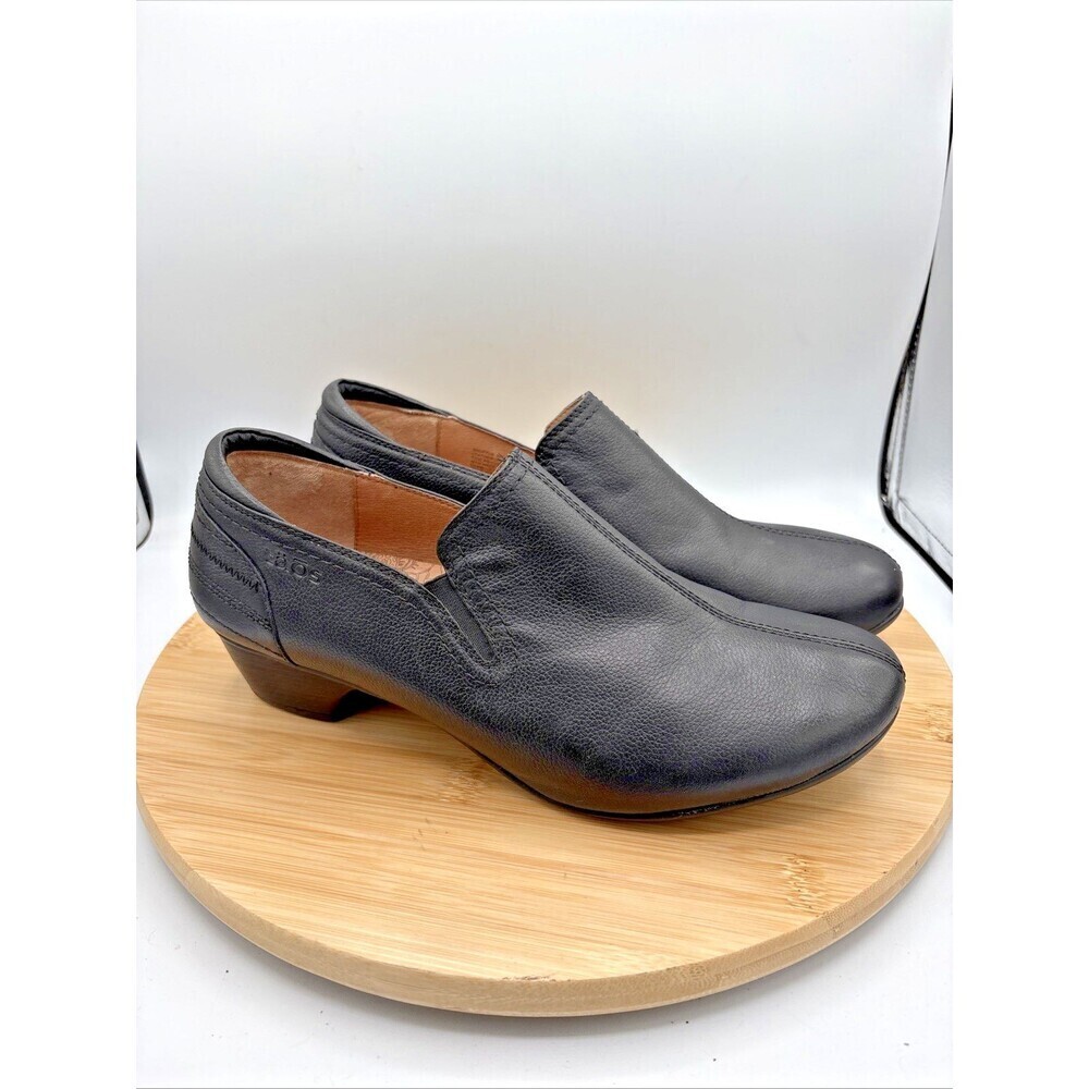 Taos Shuffle Black Leather Slip On Bootie Low Heel Womens 10 Comfort